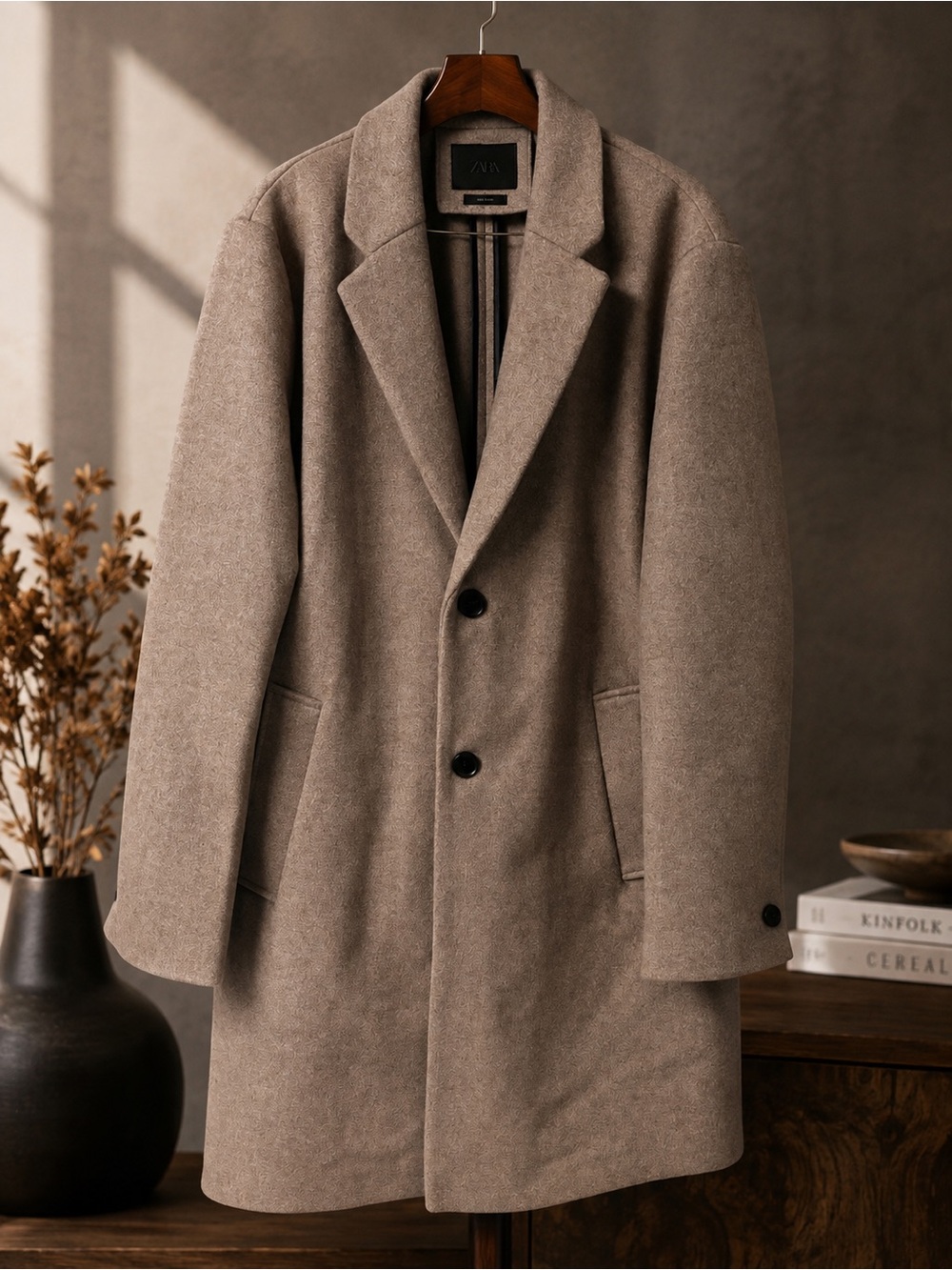Zara Taupe Trench Coat for Men